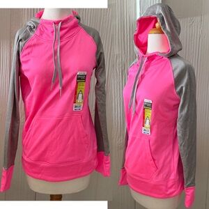 Danskin Now Performance Tech Fleece Hoodie Pink & Gray NEW with Tags S (4-6)